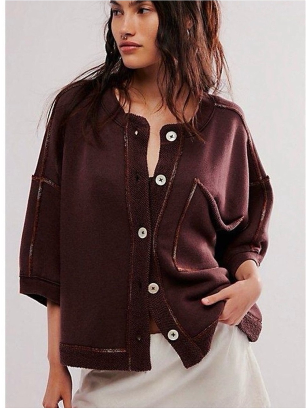 Free People Matilda Cardigan Chocolate size XL